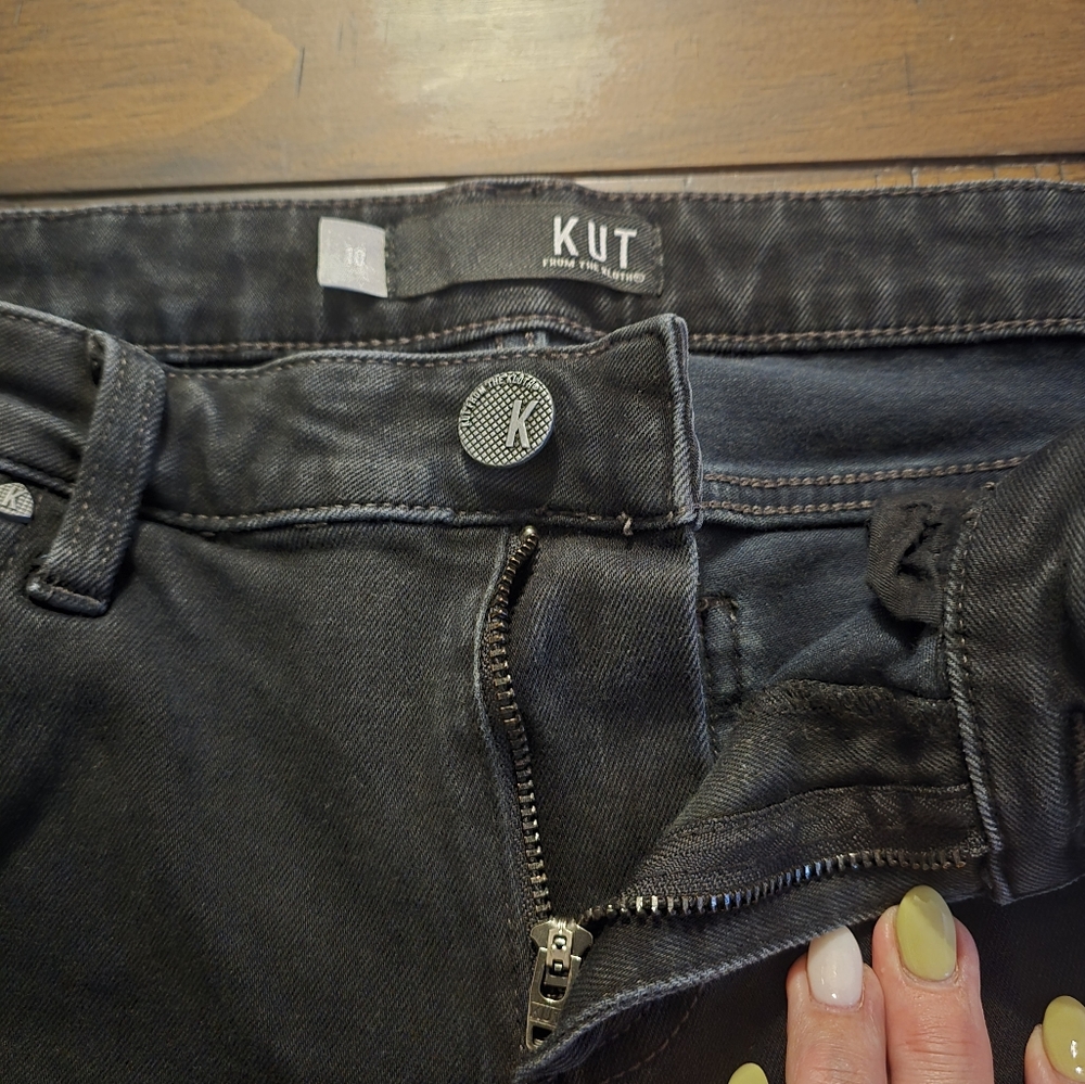 KUT From The Cloth Donna Ankle Skinny Raw Hem Black Size 10 - Picture 4 of 7
